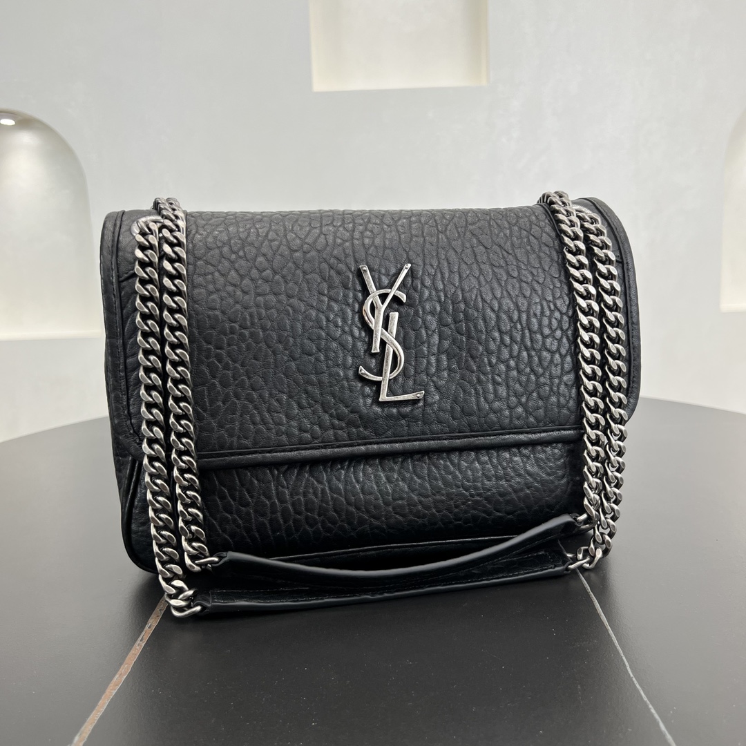 Saint Laurent Niki Medium Grain Lambskin Handbag Shoulder Bag Black 633158 